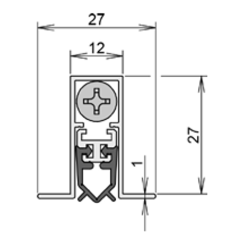 Порог автоматический Athmer M-12/28 OS Omega Silicone L=830мм (ригель на стороне петель)
