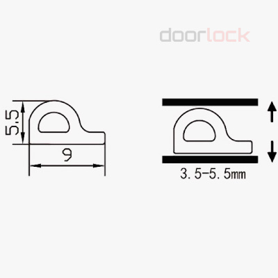 "Уплотнитель дверной  DOORLOCK EPDM  P-образный 5,5х9мм,  черный,  самоклеящийся,  рулон 100м"