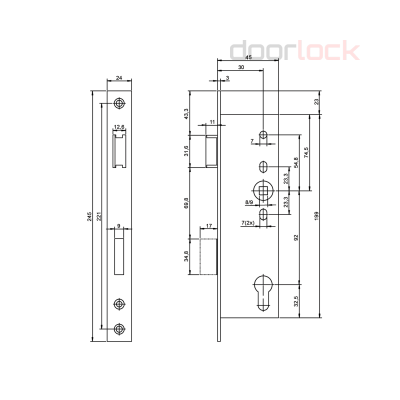 Замок NEMEF 9632/07, нержавеющая сталь