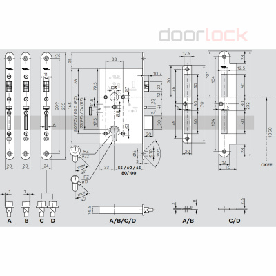 Замок электромеханический соленоидный Dormakaba SVP 6278 72/65мм, DIN L/R - открывание внутрь/наружу, автозапирание