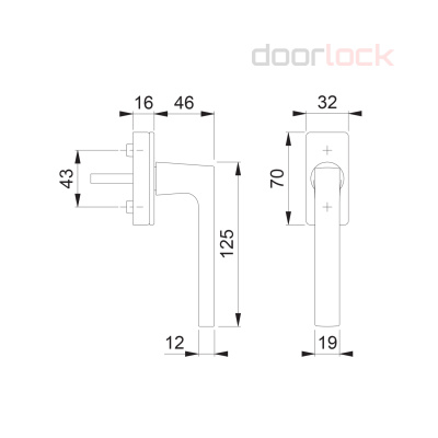 Ручка оконная HOPPE M0643/US943 шток 7/32-42 мм (Dallas) F97-1-R матовый хром